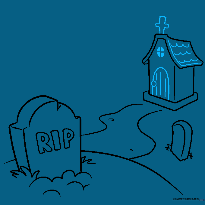 Mausoleum building with an arched door, window, and a cross on the roof.