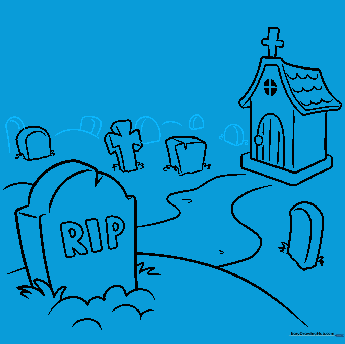 Rolling hills added to the background of the graveyard scene.