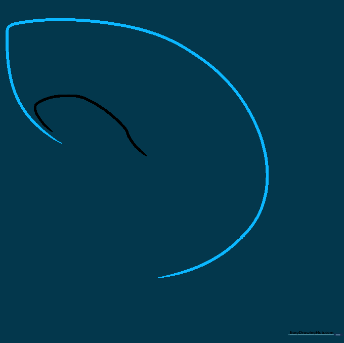 Adding a curved line above the initial J-shape to form the shark's snout.