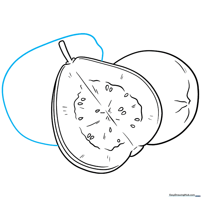 Adding a third guava to the cluster to create a balanced composition.