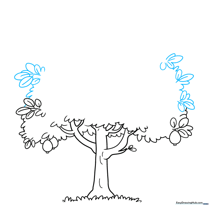 Expanding the leafy canopy of the tree using scalloped lines.