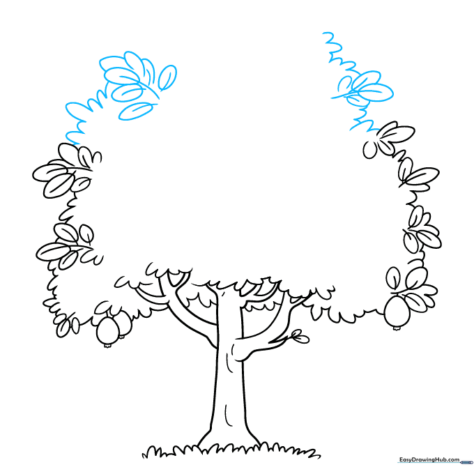 Adding more detailed leaf clusters to the tree canopy.