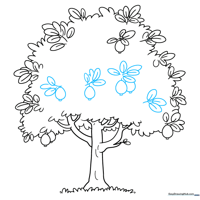 Adding vein details to the leaves of the guava tree.
