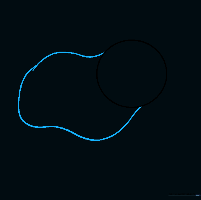 A bean-shaped outline connected to the head circle, showing the base for the guinea pig's body and leg placement.
