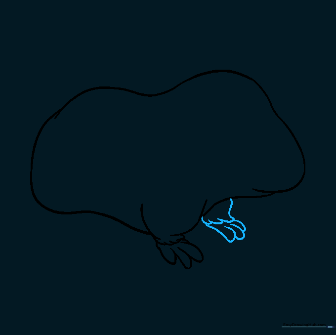 The second front leg added to the drawing, showing how to use overlapping lines to create perspective.