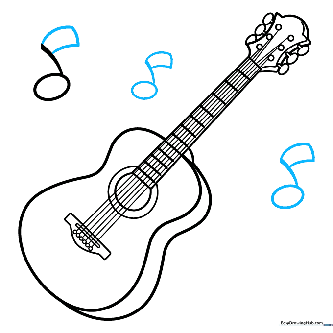 Adding additional musical note symbols floating around the guitar to add character.