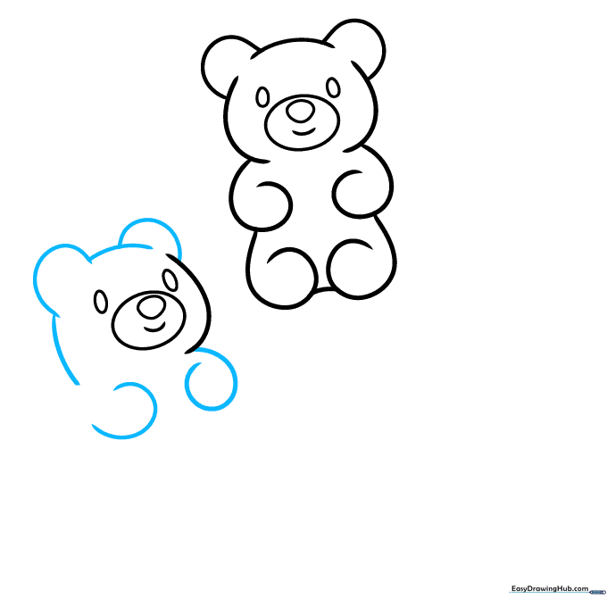 Adding ears and arms to the second gummy bear character.