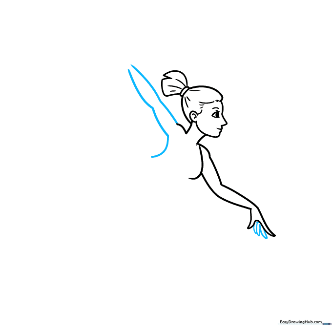 Detailed sketch of the gymnast's hand fingers and the second arm position.
