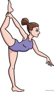 Colorful illustration of a gymnast performing a routine, featured as the main drawing guide image.