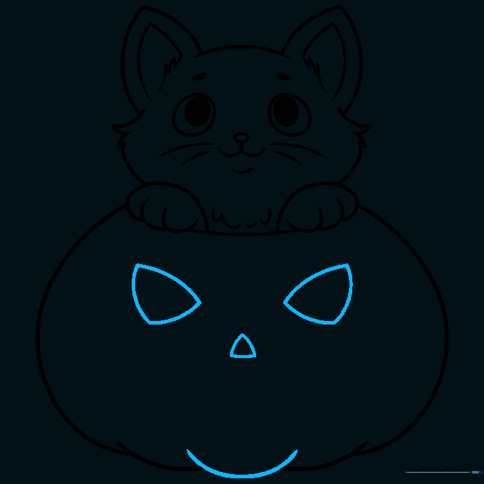 Adding the jack-o'-lantern's triangular eyes and nose to the pumpkin.