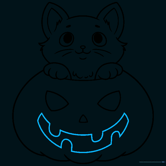 Drawing a jagged, toothy mouth on the pumpkin.