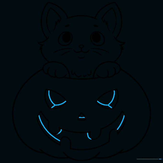 Adding depth lines to the pumpkin's carved features.