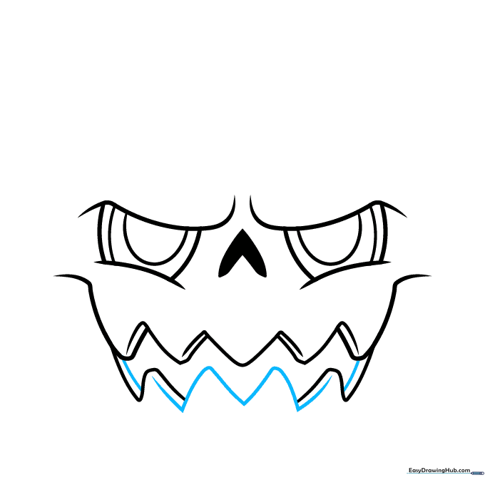 Refining the mouth with extra lines to show depth and shadow.