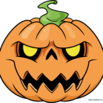 A vibrant, finished cartoon Halloween pumpkin drawing.