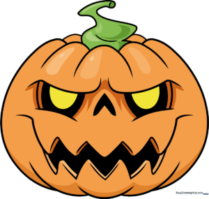 A vibrant, finished cartoon Halloween pumpkin drawing.