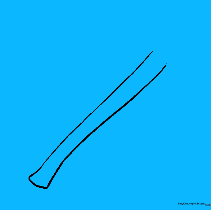 Drawing the hammer head with a claw and cheek structure on top of the handle.