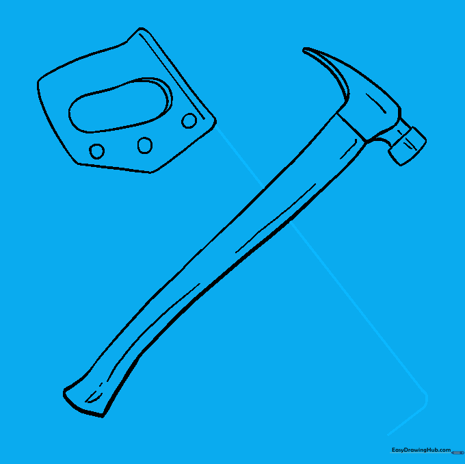 Drawing the long straight back edge of the saw blade.
