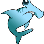 A vibrant, finished illustration of a hammerhead shark swimming, used as the featured tutorial image.
