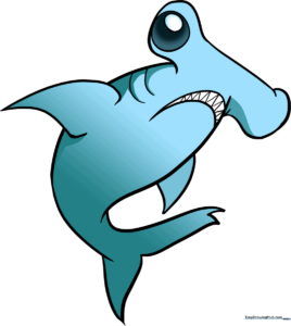 A vibrant, finished illustration of a hammerhead shark swimming, used as the featured tutorial image.