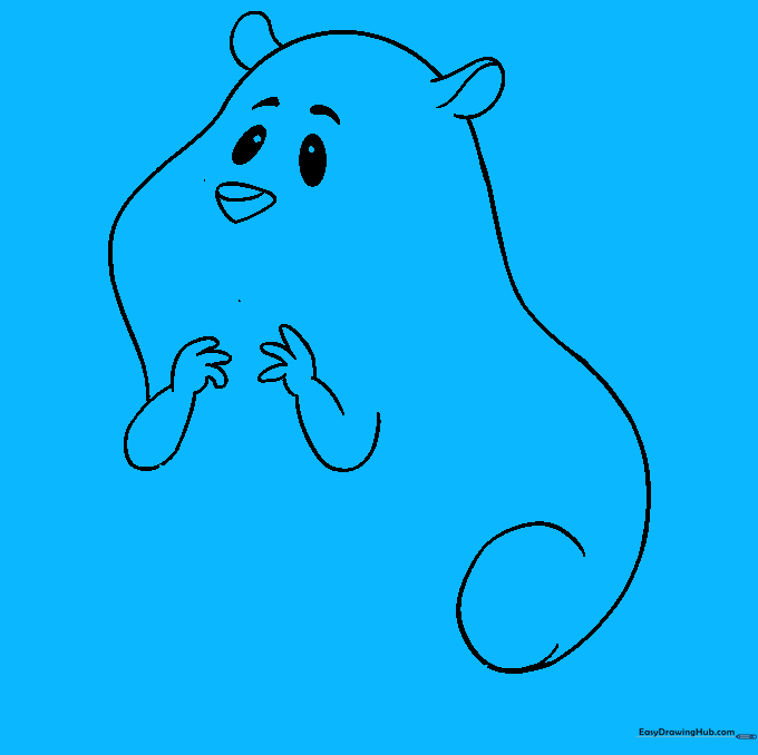 Closing the outline of the hamster's belly and rear leg.