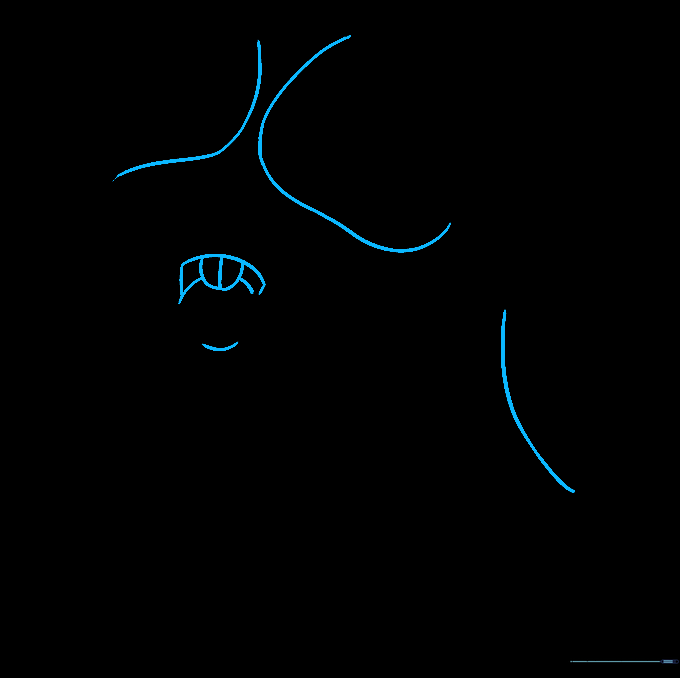Adding the final details: an open mouth with teeth and a small snack held in the paws.