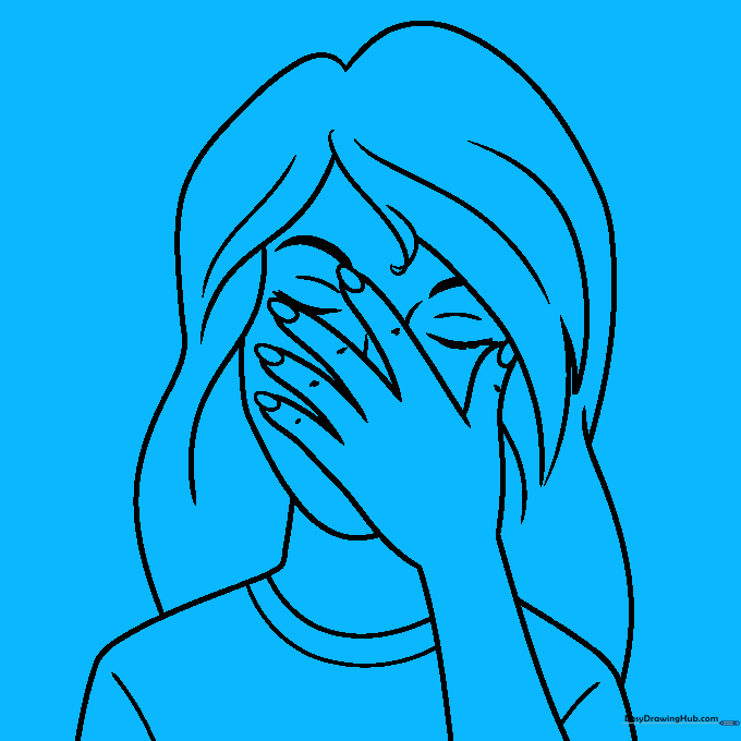 The completed hair outline with final details added.