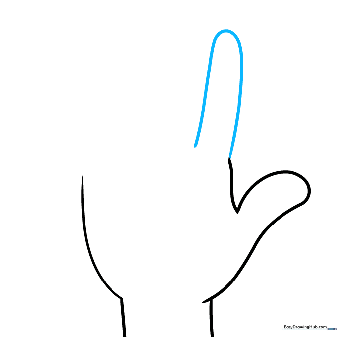 A long curved line forming the index finger extending from the palm.