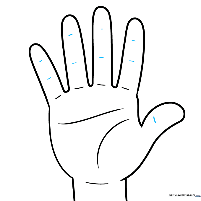 Adding small lines to the fingers to indicate joints and knuckles.