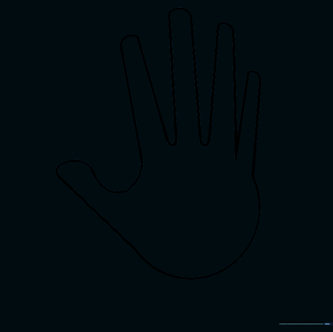 The hand outline after erasing the initial construction circles and lines.