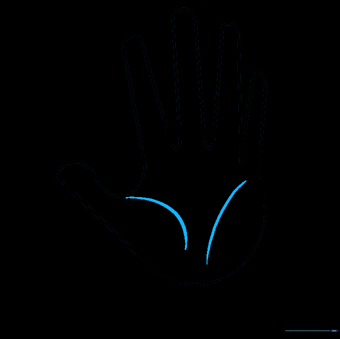 Adding detail lines to the palm to show muscle and fleshy texture.
