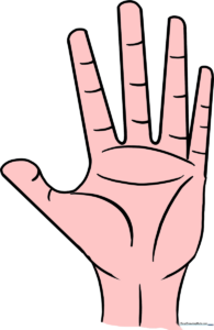 A colorful, finished illustration of a hand, showcasing the final result of the tutorial.