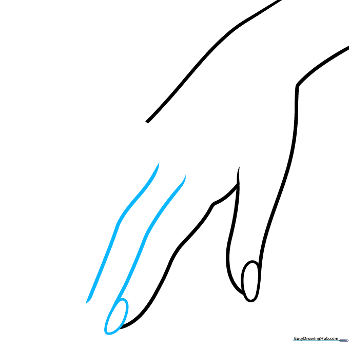 Adding the index finger next to the thumb with a clear fingernail shape.
