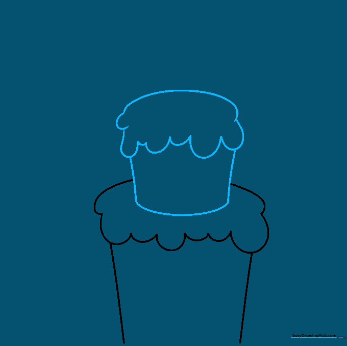 Adding a second layer to the birthday cake drawing to create depth.