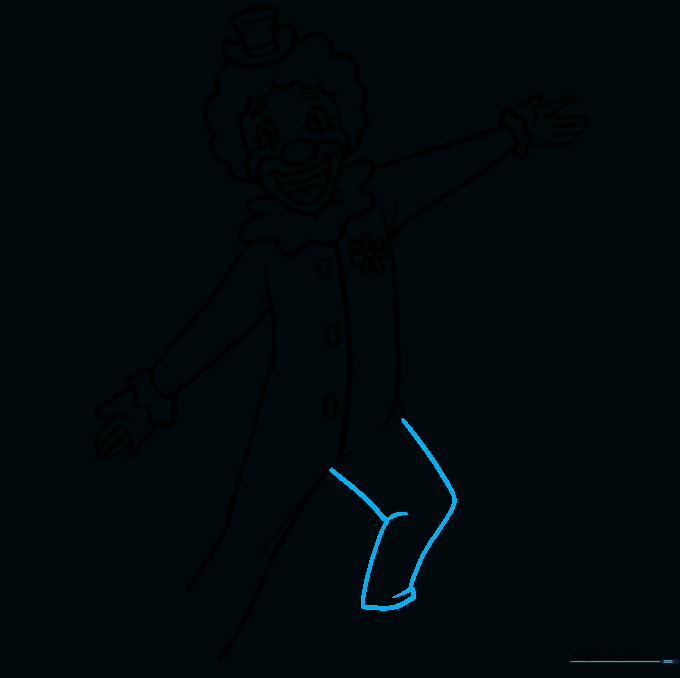 Clown figure showing legs with one bent at the knee for a dynamic pose.