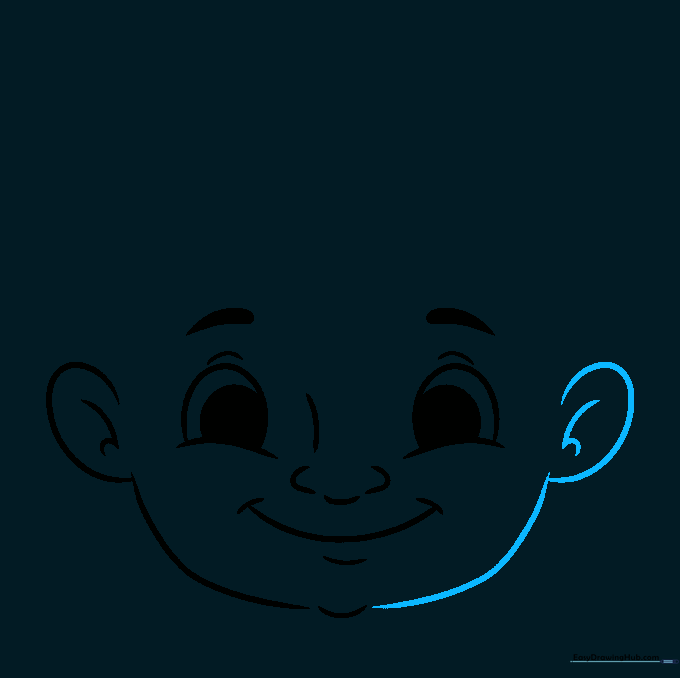 Completing the right side of the face to match the left side.