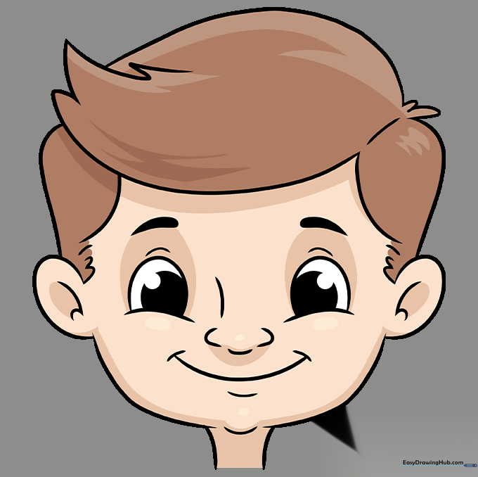 A fully colored, cheerful cartoon boy's face.