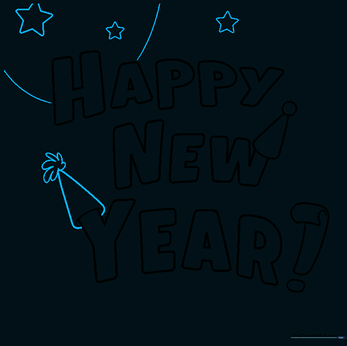 Adding party hats and decorative stars to the lettering.