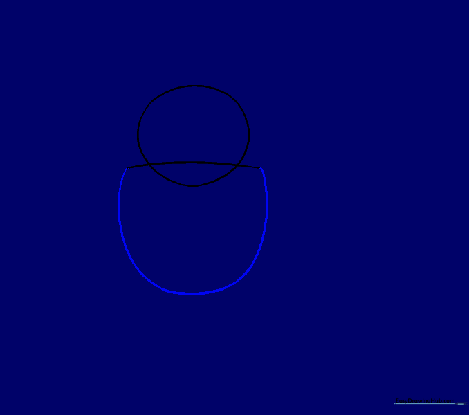 A wide U-shaped line connecting the previous lines to complete the bottom of the egg.