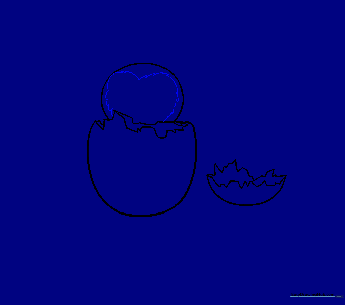 A heart-shaped outline drawn inside the head circle to define the face area.