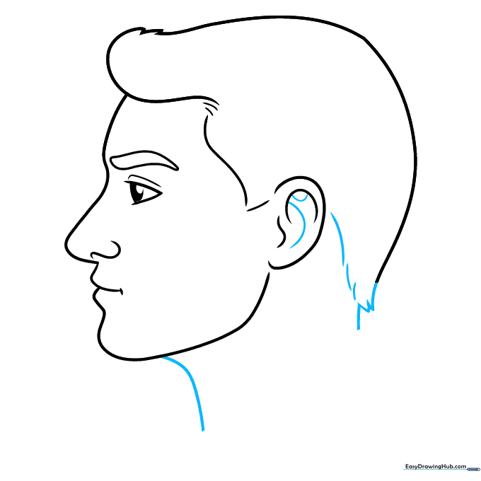 Step showing the addition of ear details and the neck structure.