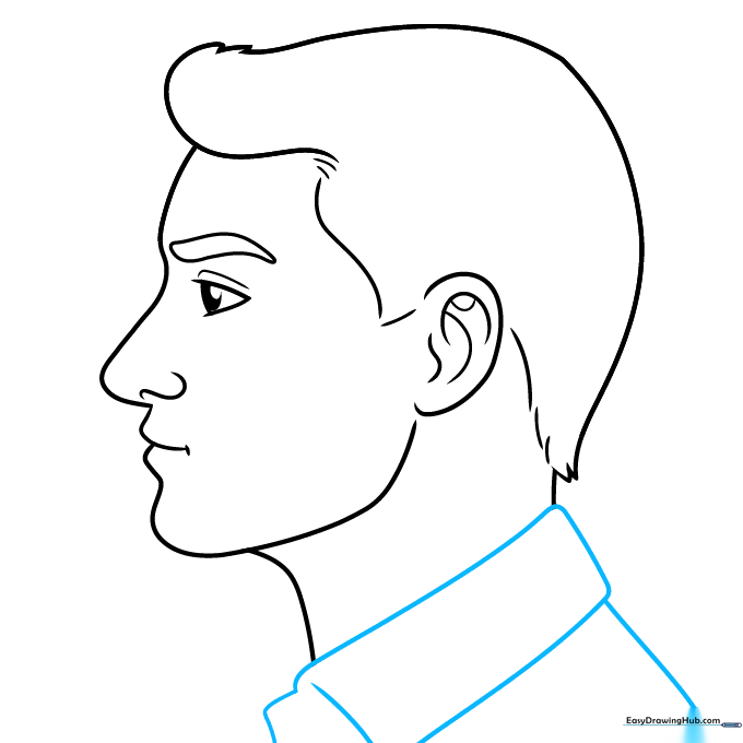 Drawing showing the addition of a shirt collar.