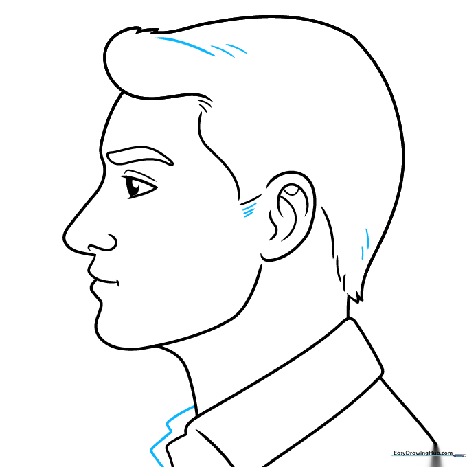 Final line art showing hair texture and completed collar.