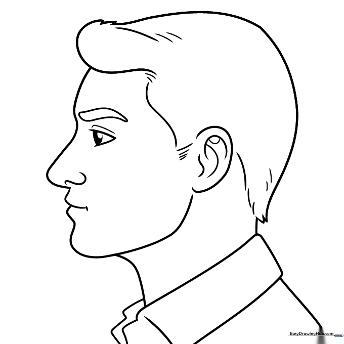 Completed and colored portrait of a head outline.