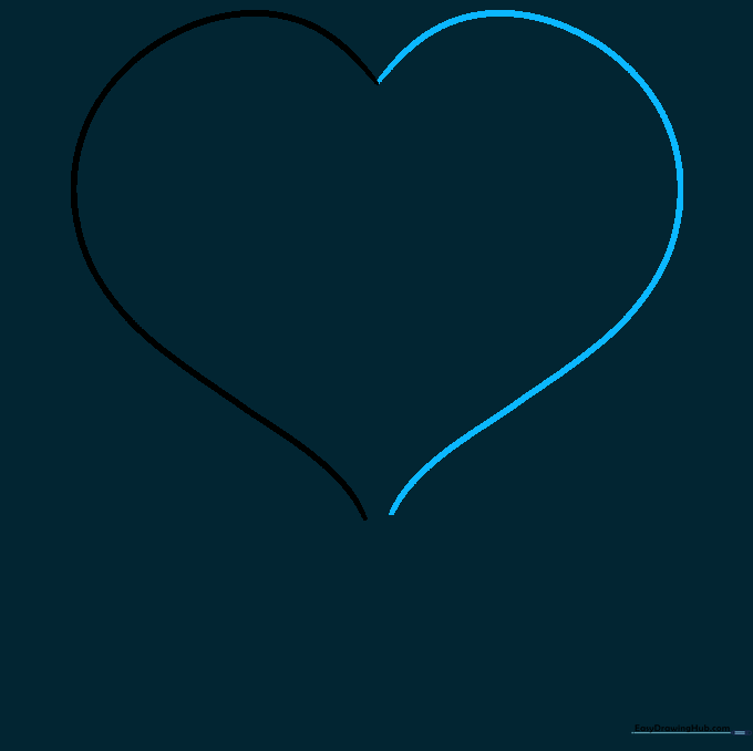 Two curved lines meeting at the top, leaving a small gap at the bottom point of the heart.