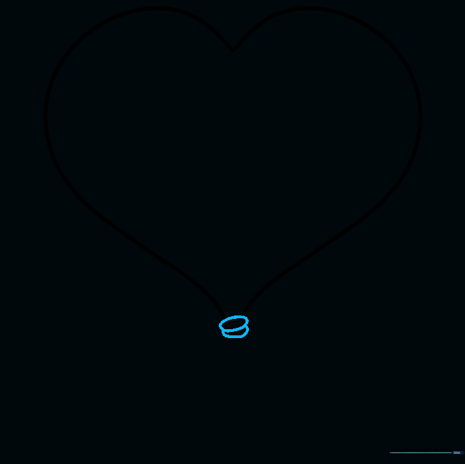 Two small overlapping ovals drawn at the bottom point of the heart shape.