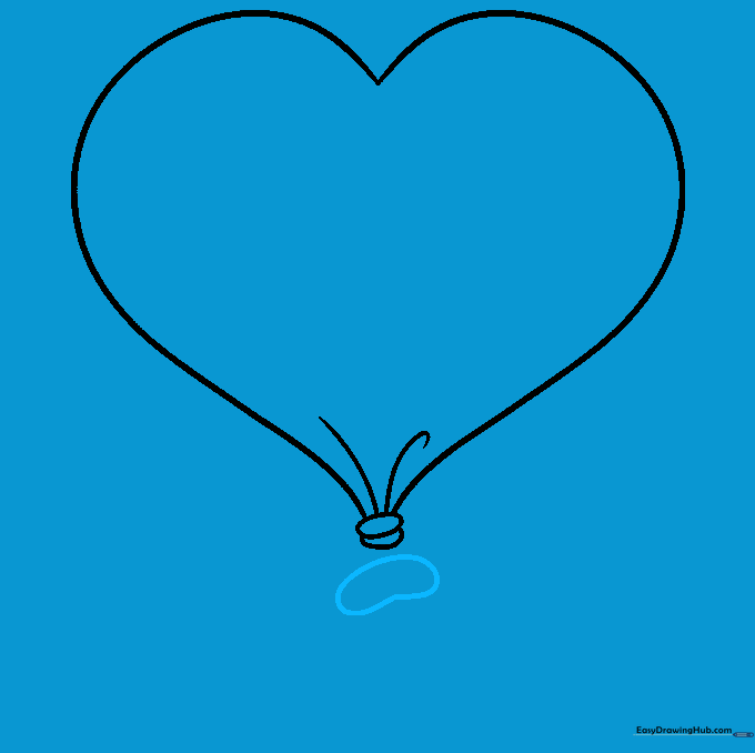 A small, flattened oval shape drawn below the balloon knot.