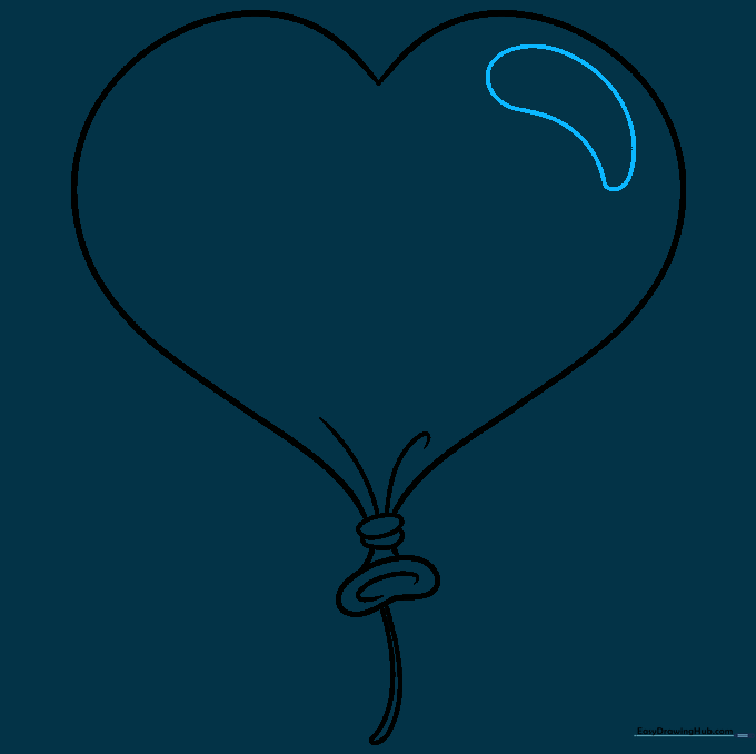 A small curved shape drawn on the top lobe of the heart to indicate a light reflection.