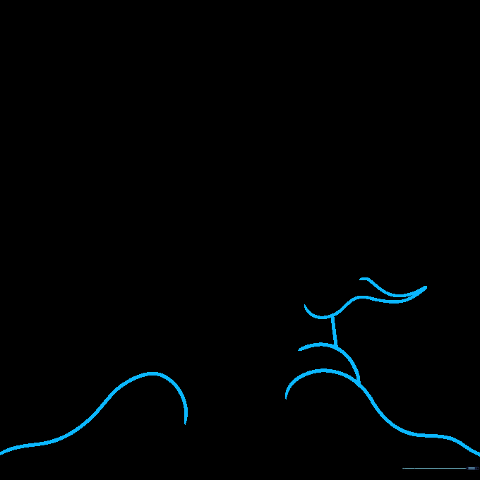 Pencil sketch showing two hook-shaped lines forming the base of a tree branch.