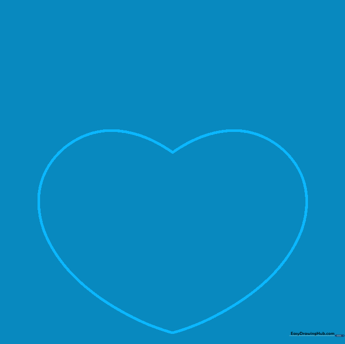 A simple, wide heart outline drawn in pencil on a white background.
