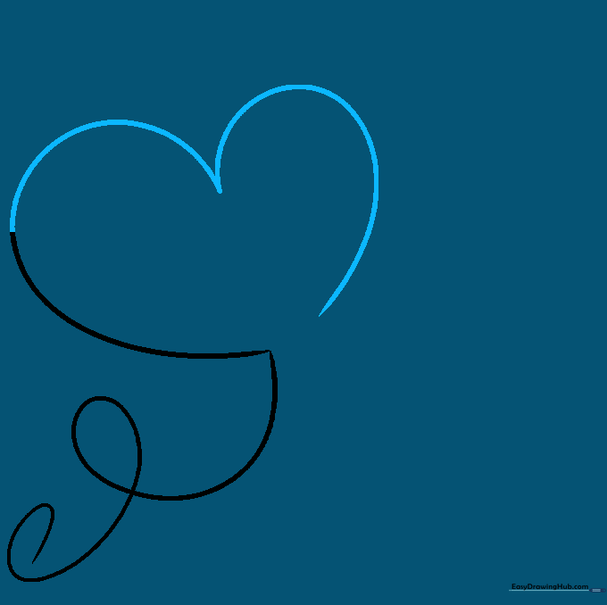 Pencil sketch of a heart outline with an open bottom point.